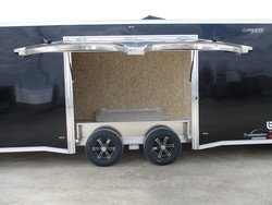 Add Self Mating Deluxe Flip-Up Escape Door w/ Removable Fender 8.5 Wide Aluminum Enclosed Trailers (must select spread axles)
