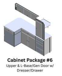 Cabinet Package #6 - Straight Upper, L-Base Lower with Generator Door, Dresser/Drawers